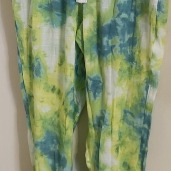 New York & Co Soho Street 2PCS Top & Joggers Tie Dye Lime Green Teal Set NWT - Picture 4 of 10